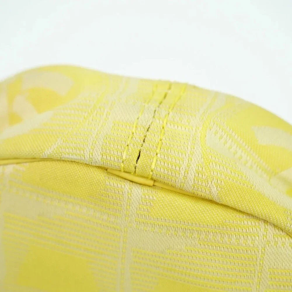 CHANEL New-Travel Canvas Round Mini Pouch Yellow